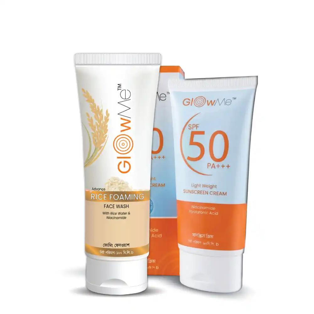 Combo 01 Glowme Light Weight Sunscreen and Rice Facewash